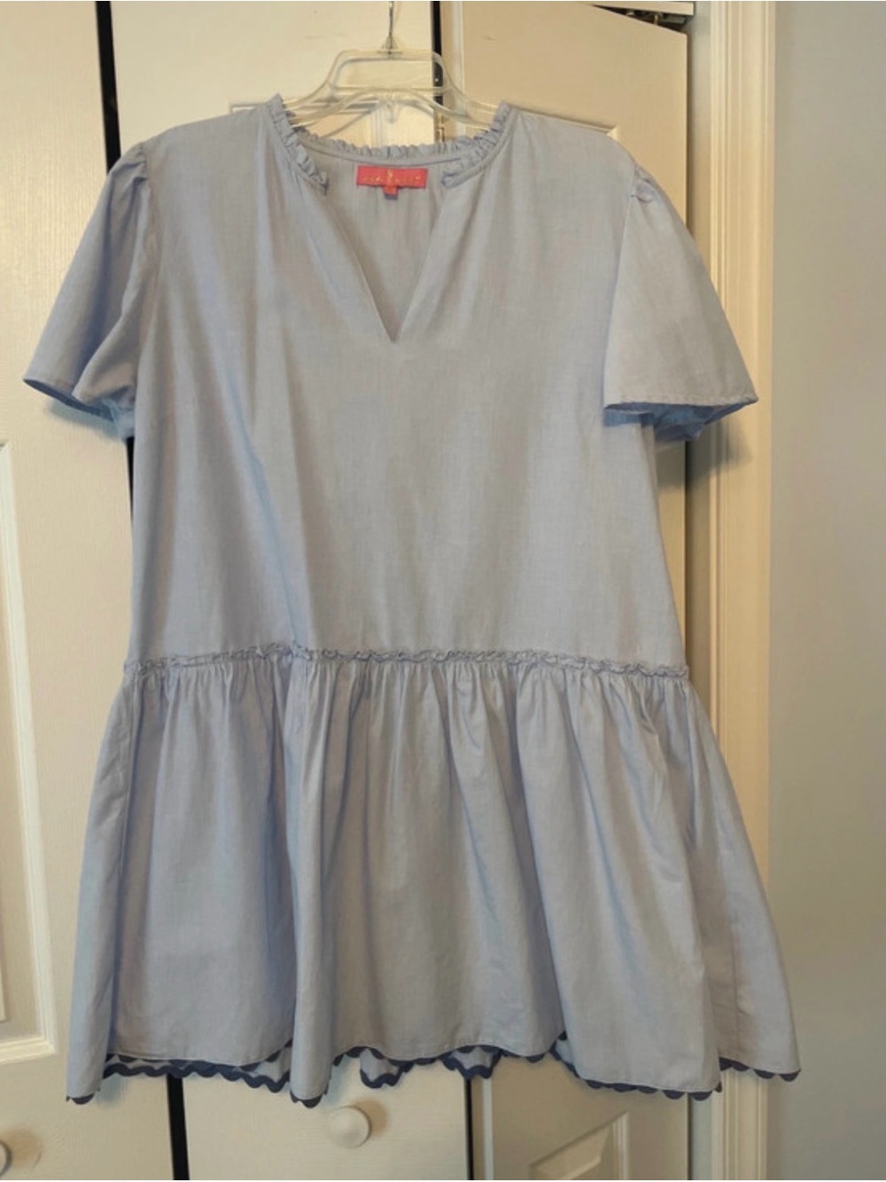 Simply Southern Light Blue Short Sleeve Tiered Women’s Dress